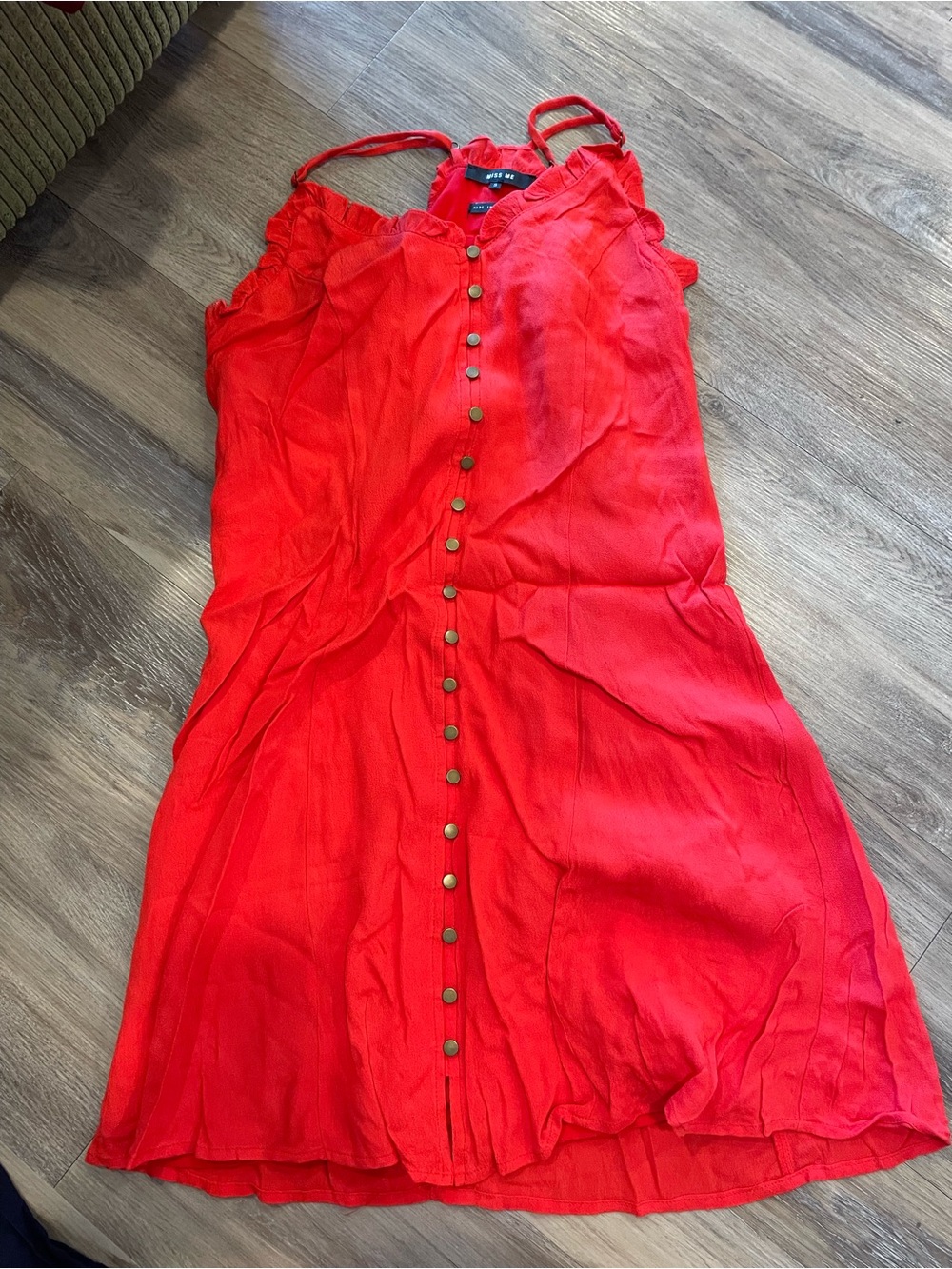 Miss Me Bright Red Button-Front Mini Dress